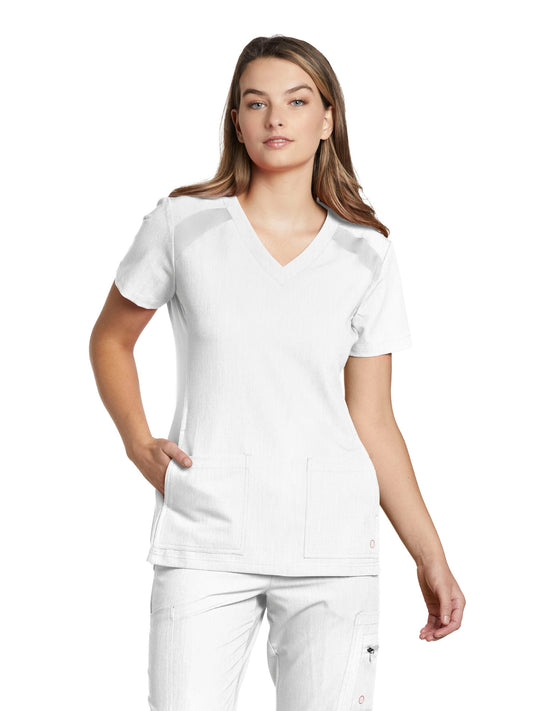 Women's 4-Pocket V-Neck Scrub Top - 950 - White