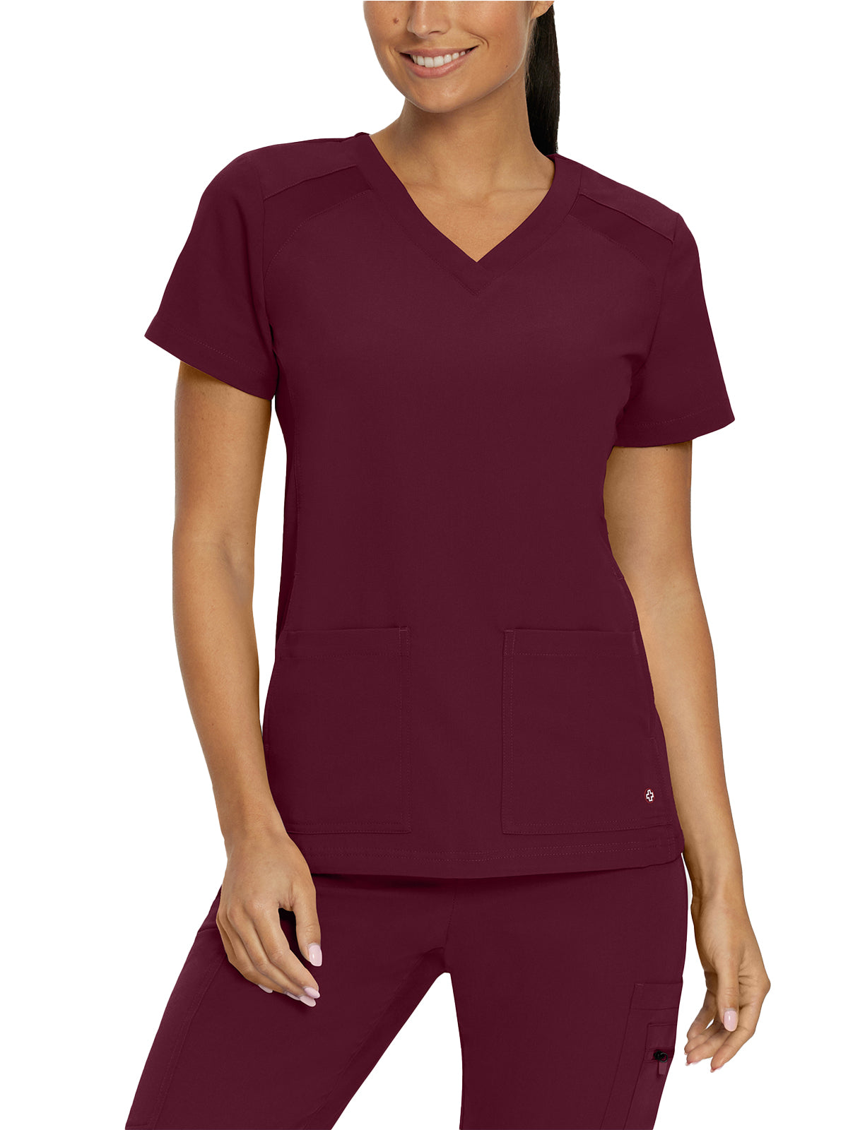 Women's 4-Pocket V-Neck Scrub Top - 950 - Wine (Burgundy)