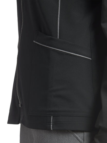 Women's 3-Pocket Crew Neck Warm-Up Scrub Jacket - 953 - Black