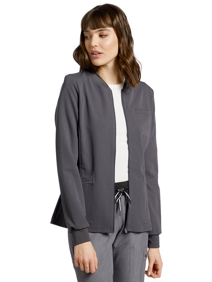 Women's 3-Pocket Crew Neck Warm-Up Scrub Jacket - 953 - Dark Pewter