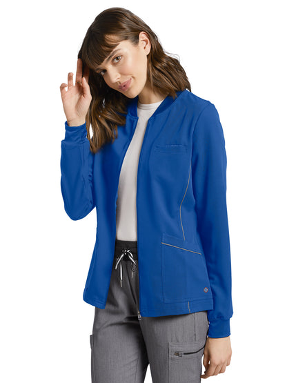 Women's 3-Pocket Crew Neck Warm-Up Scrub Jacket - 953 - Royal