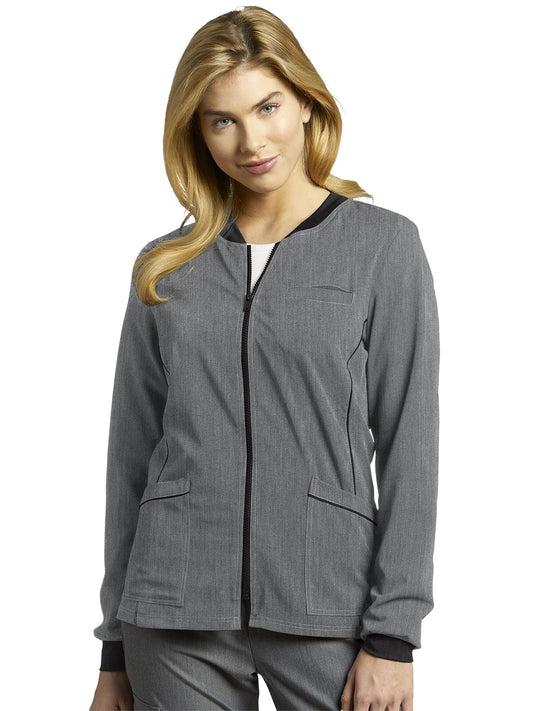 Women's 3-Pocket Crew Neck Warm-Up Scrub Jacket - 953 - Taylor Grey