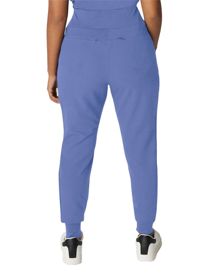 Women's 7-Pocket High-Rise Yoga Waist Jogger Scrub Pant - WB410 - Ceil Blue