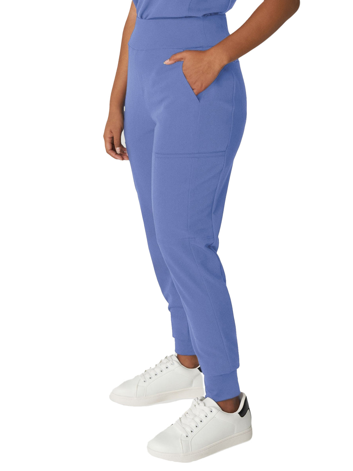 Women's 7-Pocket High-Rise Yoga Waist Jogger Scrub Pant - WB410 - Ceil Blue