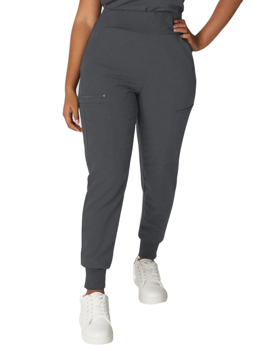 Women's 7-Pocket High-Rise Yoga Waist Jogger Scrub Pant - WB410 - Dark Pewter