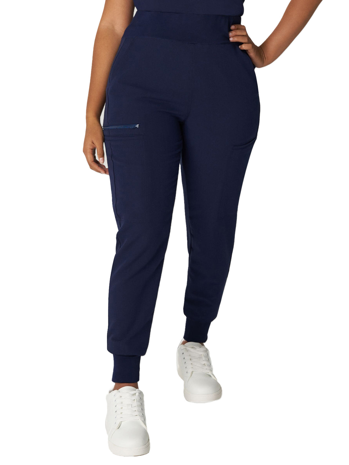 Women's 7-Pocket High-Rise Yoga Waist Jogger Scrub Pant - WB410 - Navy