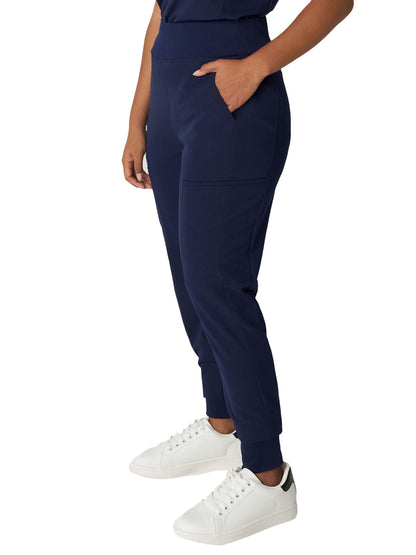 Women's 7-Pocket High-Rise Yoga Waist Jogger Scrub Pant - WB410 - Navy