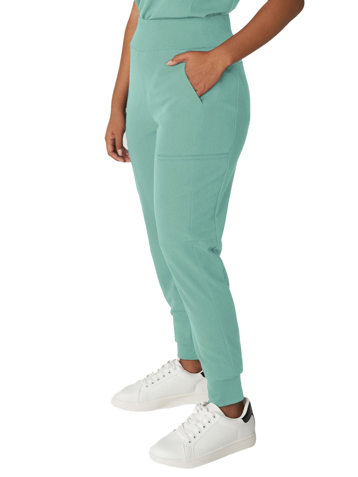 Women's 7-Pocket High-Rise Yoga Waist Jogger Scrub Pant - WB410 - Ocean Wave