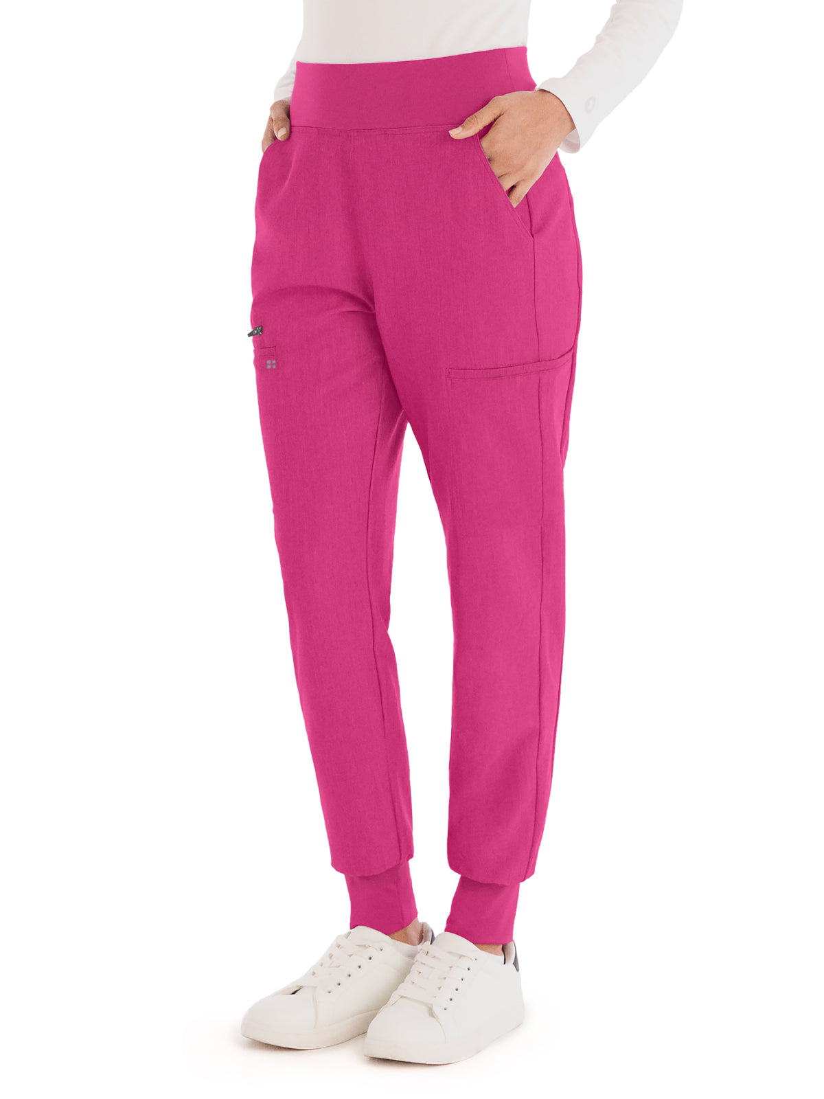 Women's 7-Pocket High-Rise Yoga Waist Jogger Scrub Pant - WB410 - Pink Flash