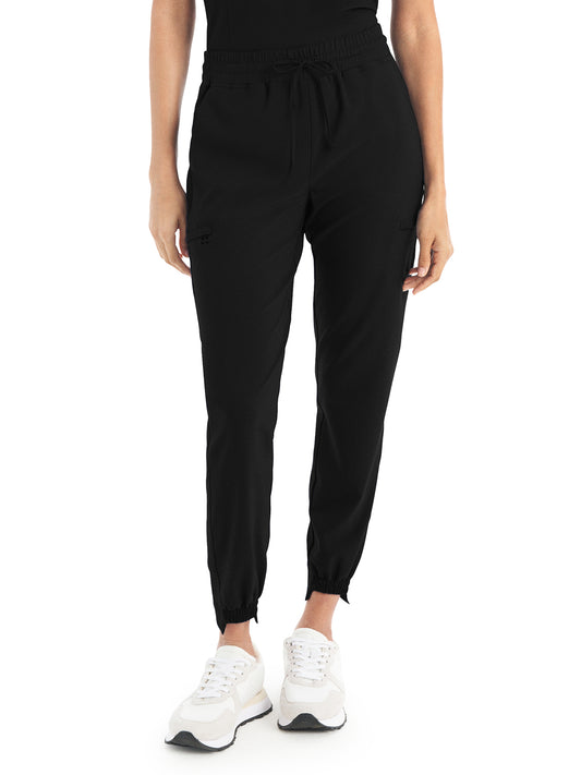 Women's 6-Pocket Hi-Low Leg Cuffs Jogger Scrub Pant - WB415 - Black Sugar Plum