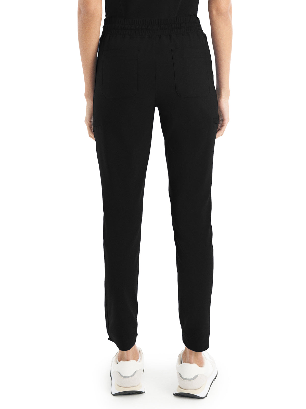 Women's 6-Pocket Hi-Low Leg Cuffs Jogger Scrub Pant - WB415 - Black