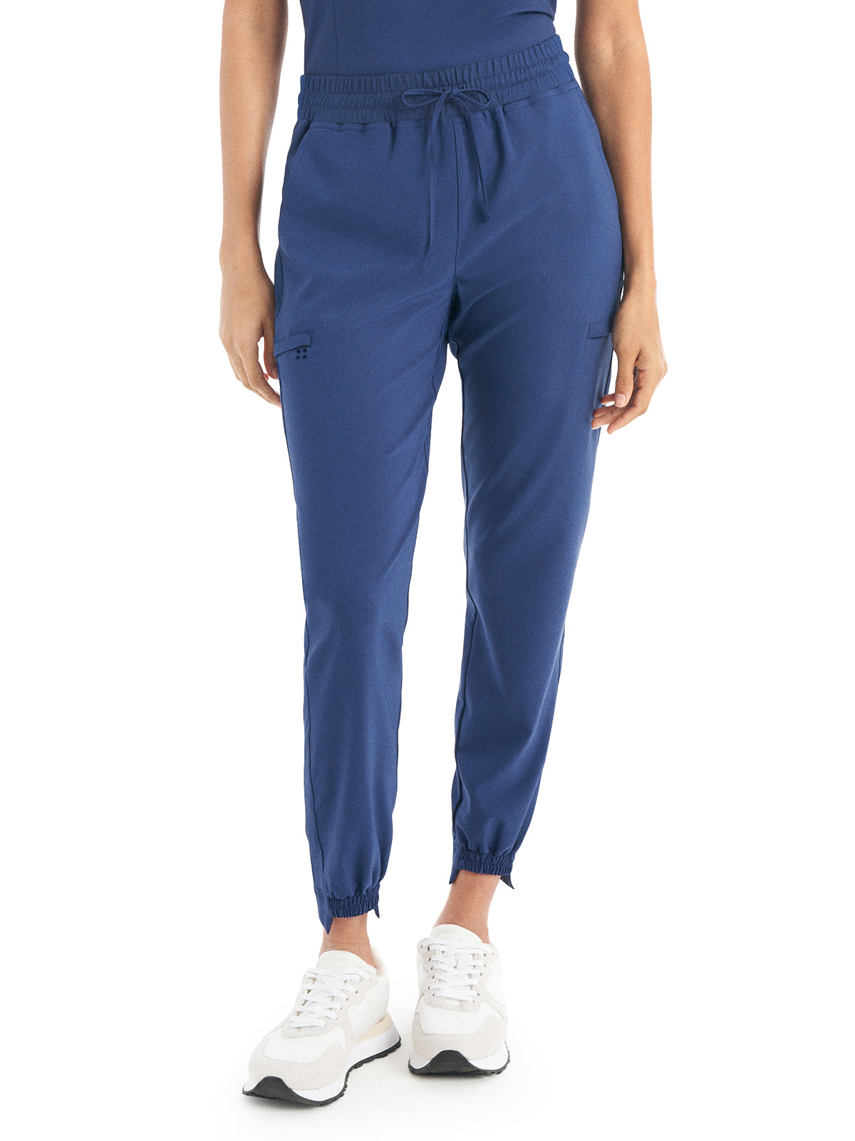 Women's 6-Pocket Hi-Low Leg Cuffs Jogger Scrub Pant - WB415 - Navy