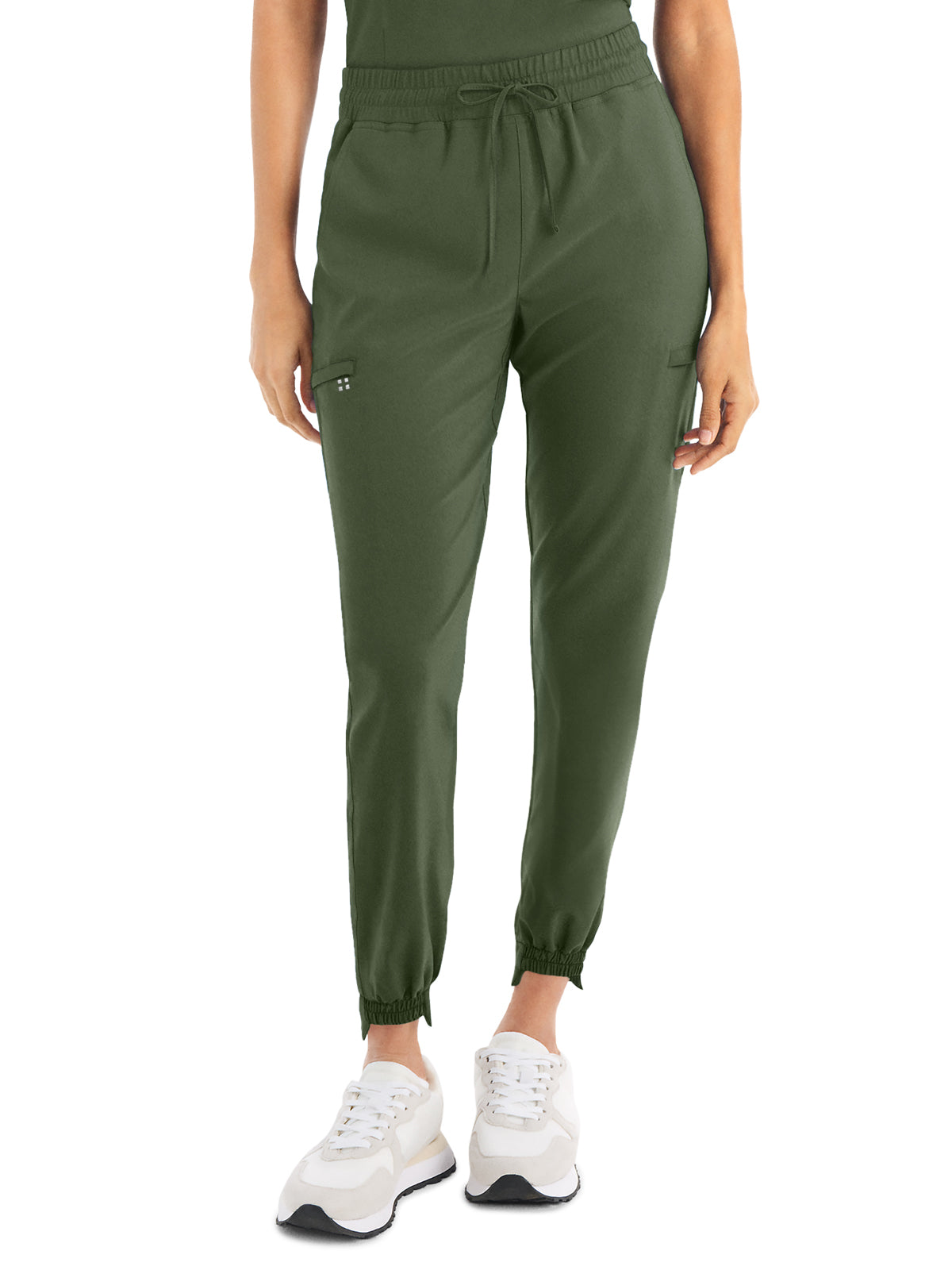 Women's 6-Pocket Hi-Low Leg Cuffs Jogger Scrub Pant - WB415 - Olive