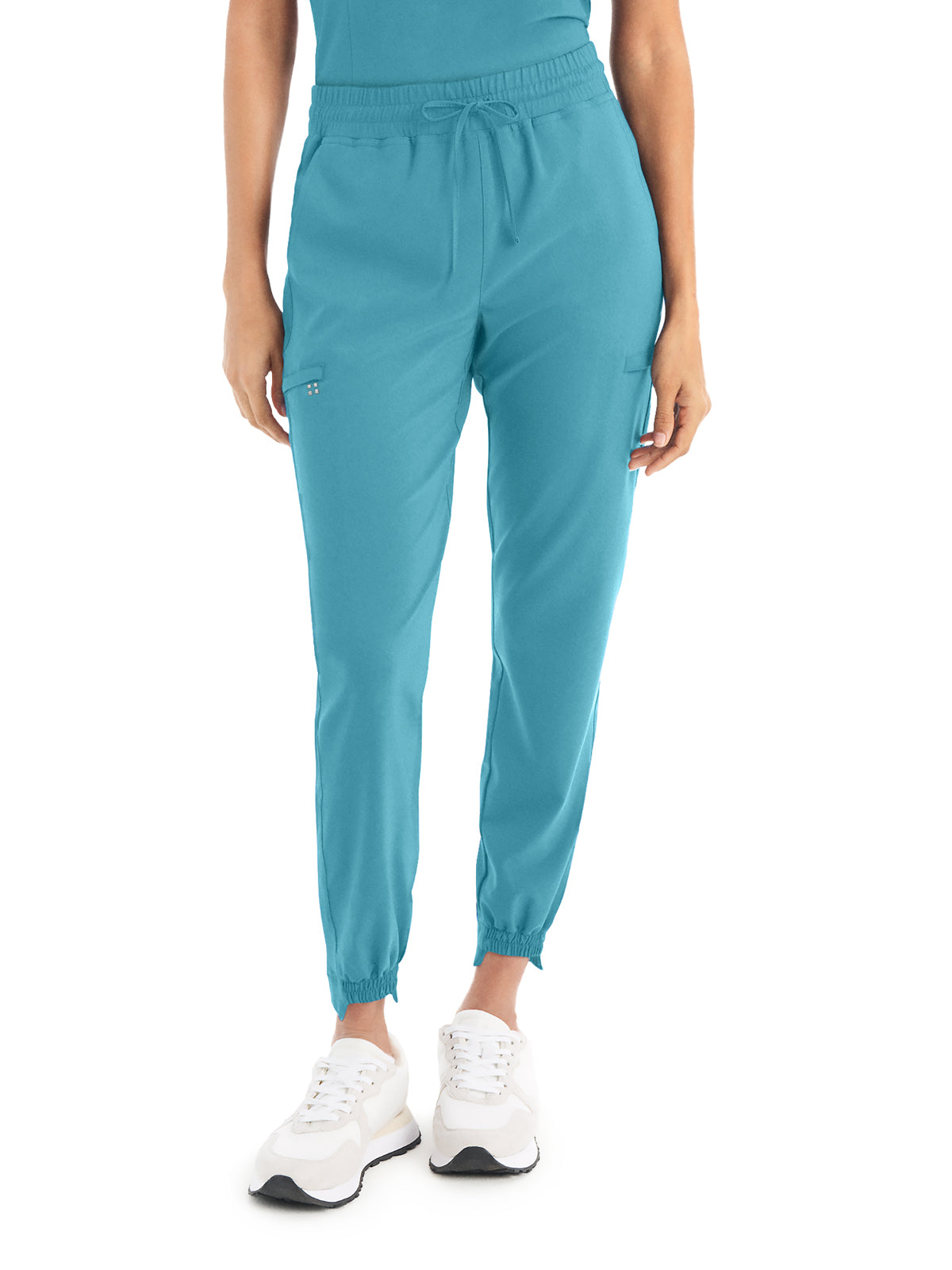 Women's 6-Pocket Hi-Low Leg Cuffs Jogger Scrub Pant - WB415 - Poolside