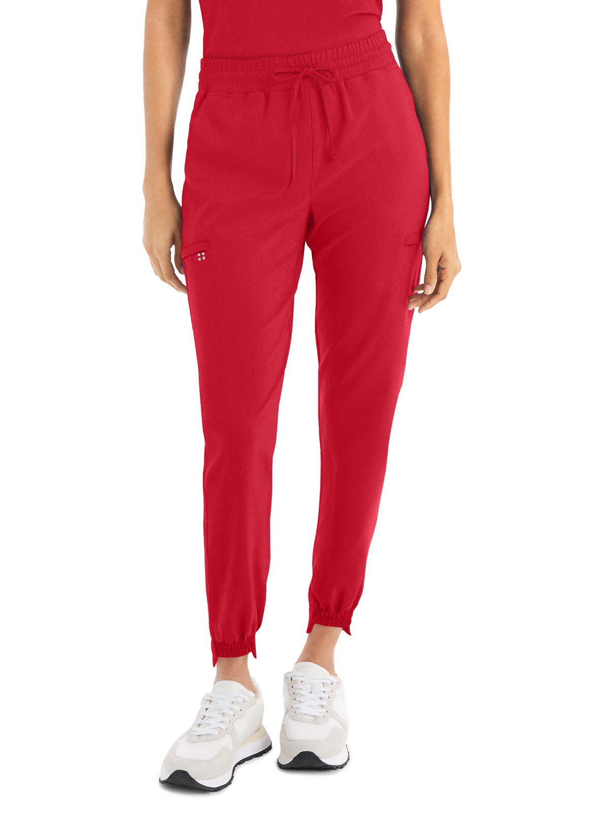 Women's 6-Pocket Hi-Low Leg Cuffs Jogger Scrub Pant - WB415 - Racing Red