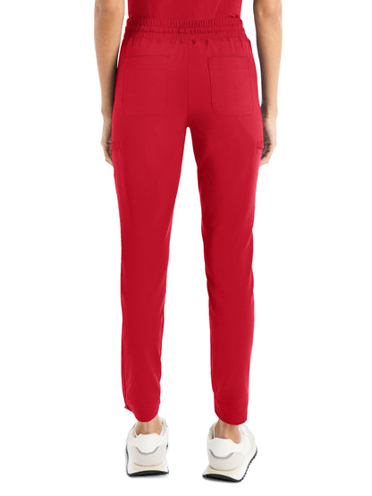 Women's 6-Pocket Hi-Low Leg Cuffs Jogger Scrub Pant - WB415 - Racing Red