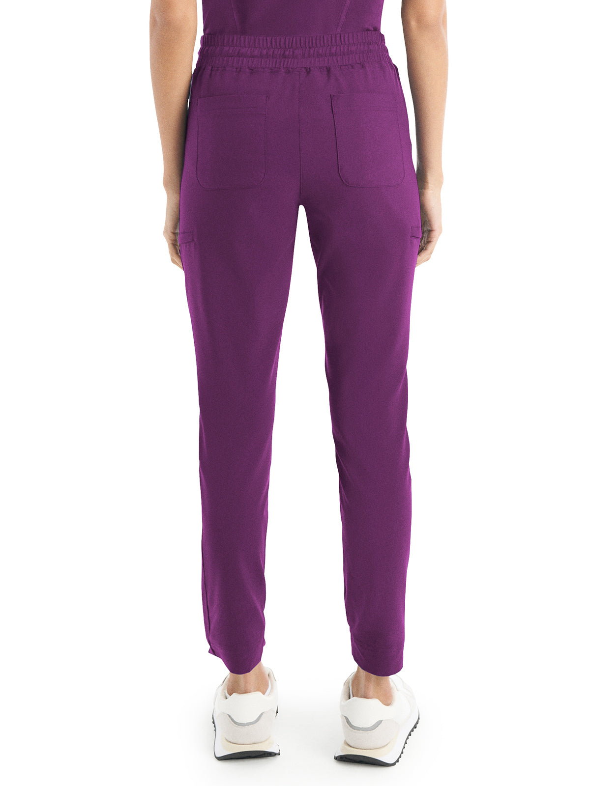 Women's 6-Pocket Hi-Low Leg Cuffs Jogger Scrub Pant - WB415 - Sugar Plum Black