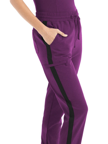 Women's 6-Pocket Hi-Low Leg Cuffs Jogger Scrub Pant - WB415 - Sugar Plum Black