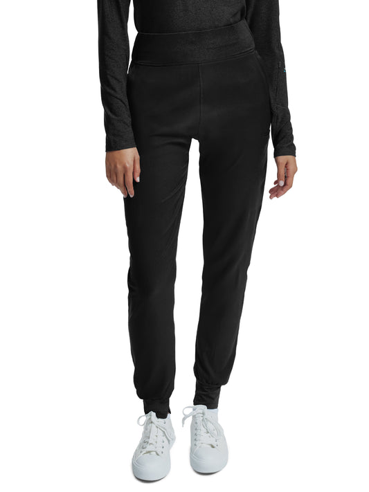 Women's Knitted Waistband Jogger Pant - WB420 - Black