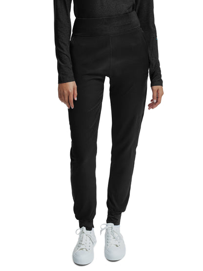 Women's Six-Pocket Knitted Waistband Jogger Pant - WB420 - Black