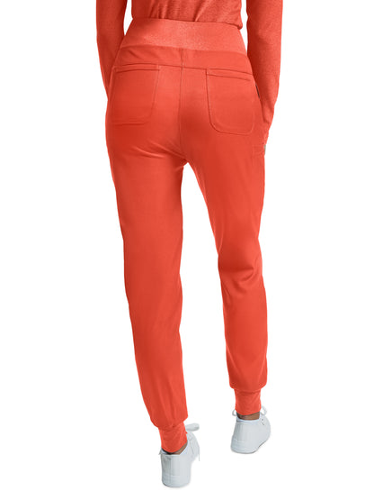 Women's Knitted Waistband Jogger Scrub Pant - WB420 - CORAL SUNSET