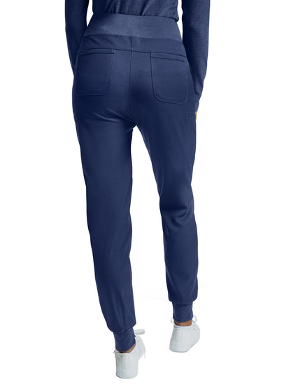 Women's Knitted Waistband Jogger Scrub Pant - WB420 - Navy