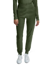 Women's Six-Pocket Knitted Waistband Jogger Pant - WB420 - Olive