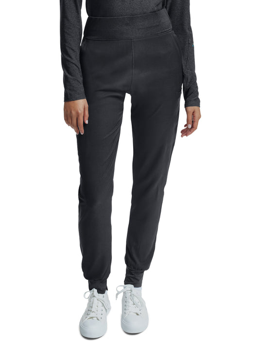 Women's Knitted Waistband Jogger Pant - WB420 - Pewter
