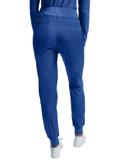 Women's Knitted Waistband Jogger Scrub Pant - WB420 - Royal