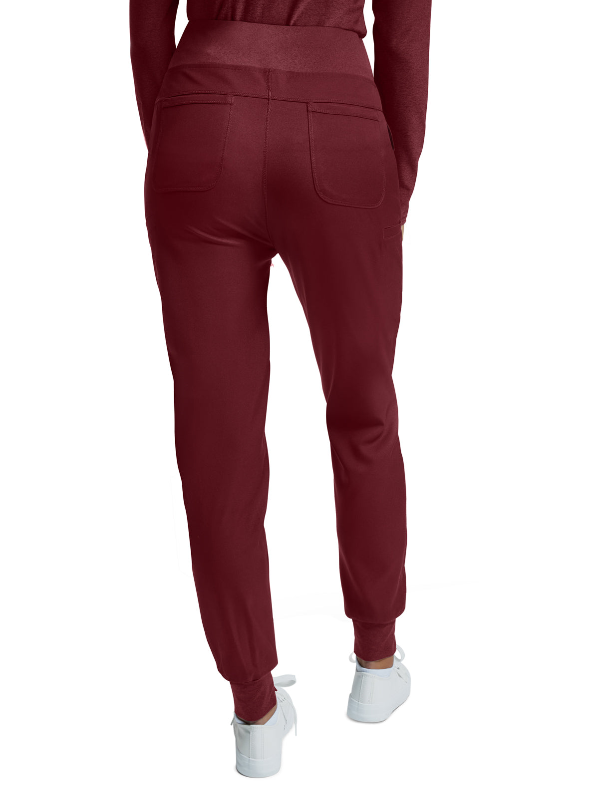 Women's Knitted Waistband Jogger Scrub Pant - WB420 - Wine