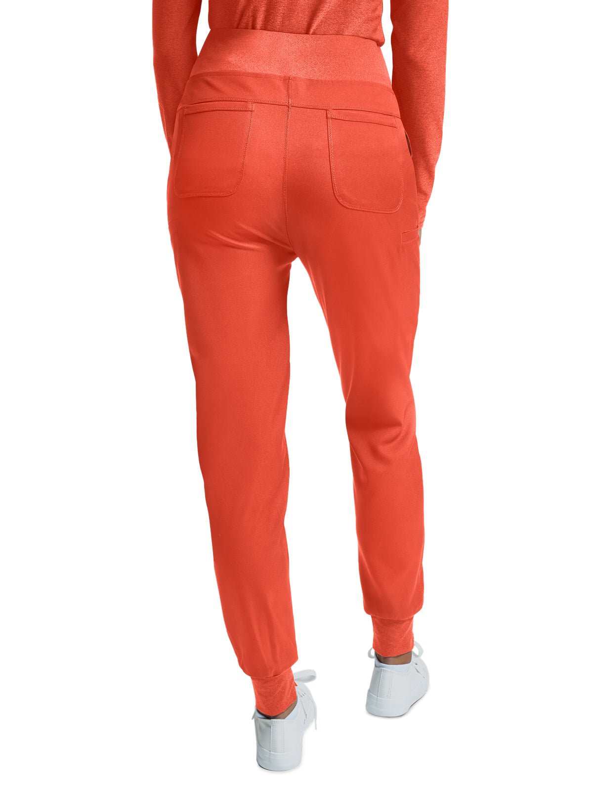 Women's Six-Pocket Knitted Waistband Jogger Scrub Pant - WB420P - CORAL SUNSET