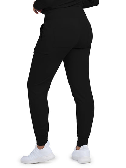 Women's 6-Pocket High-Rise Knit Elastic Waist Jogger Scrub Pant - WB430 - Black