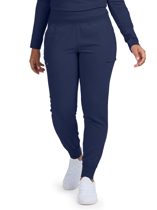 Women's 6-Pocket High-Rise Knit Elastic Waist Jogger Scrub Pant - WB430 - Navy