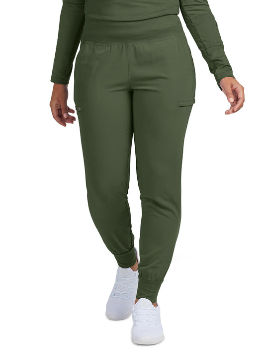 Women's 6-Pocket High-Rise Knit Elastic Waist Jogger Pant - WB430 - Olive
