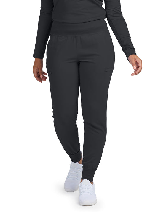 Women's 6-Pocket High-Rise Knit Elastic Waist Jogger Pant - WB430 - Pewter
