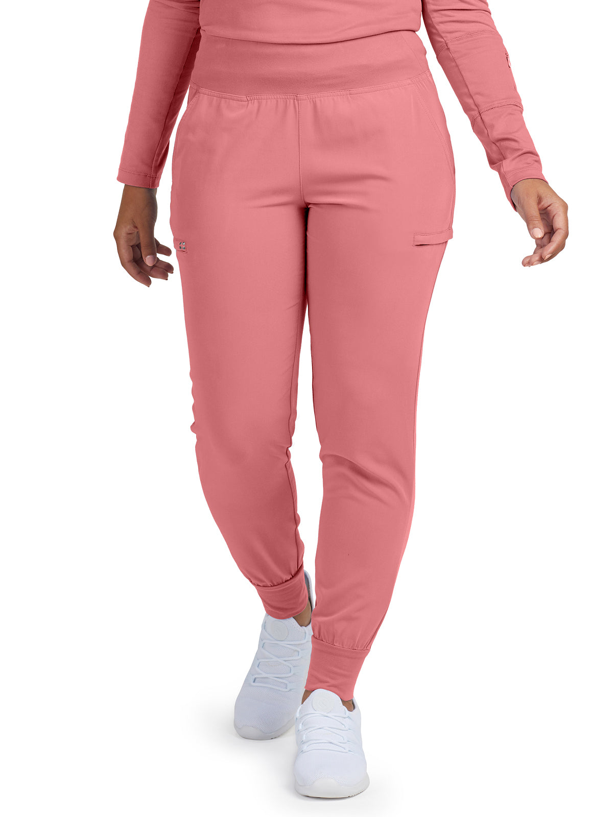 Women's 6-Pocket High-Rise Knit Elastic Waist Jogger Scrub Pant - WB430 - Peach Blossom