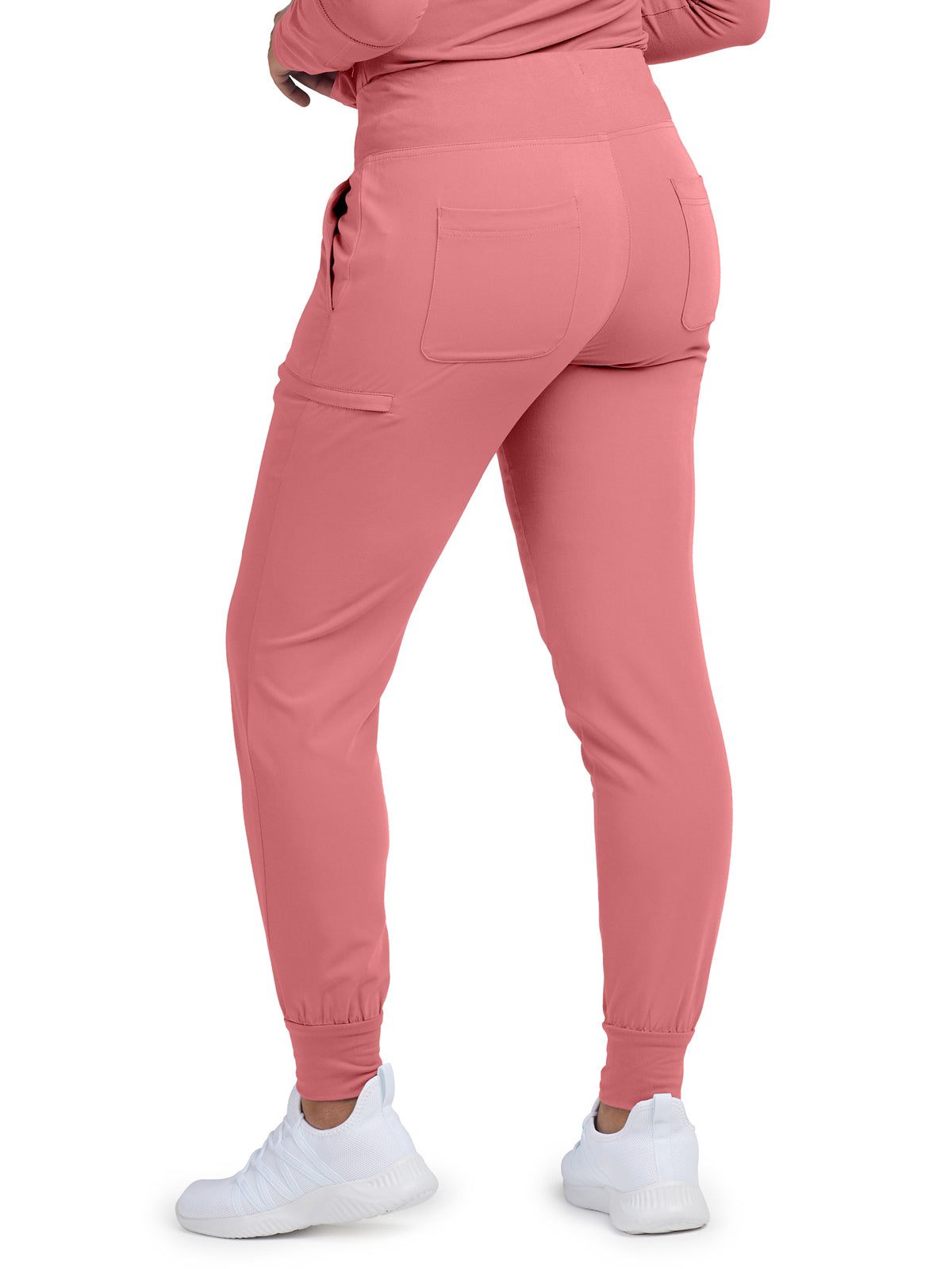 Women's 6-Pocket High-Rise Knit Elastic Waist Jogger Scrub Pant - WB430 - Peach Blossom