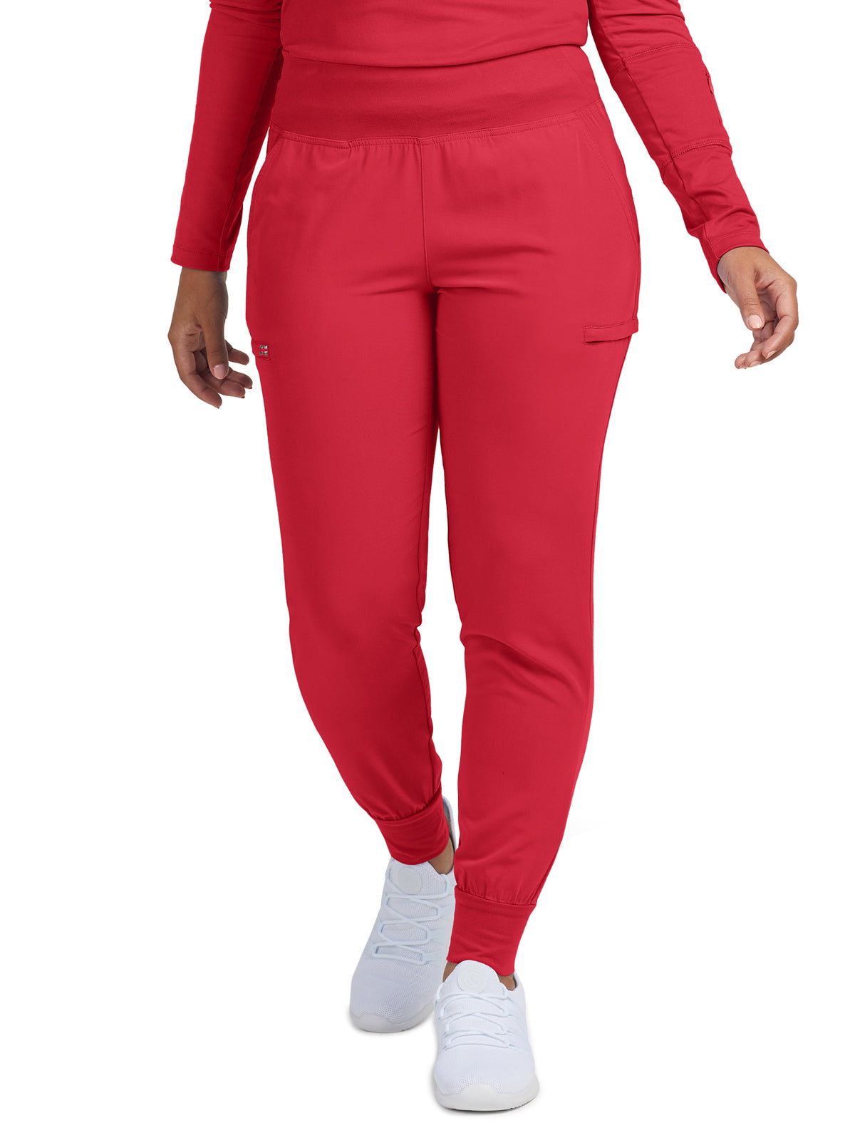 Women's 6-Pocket High-Rise Knit Elastic Waist Jogger Scrub Pant - WB430 - Racing Red