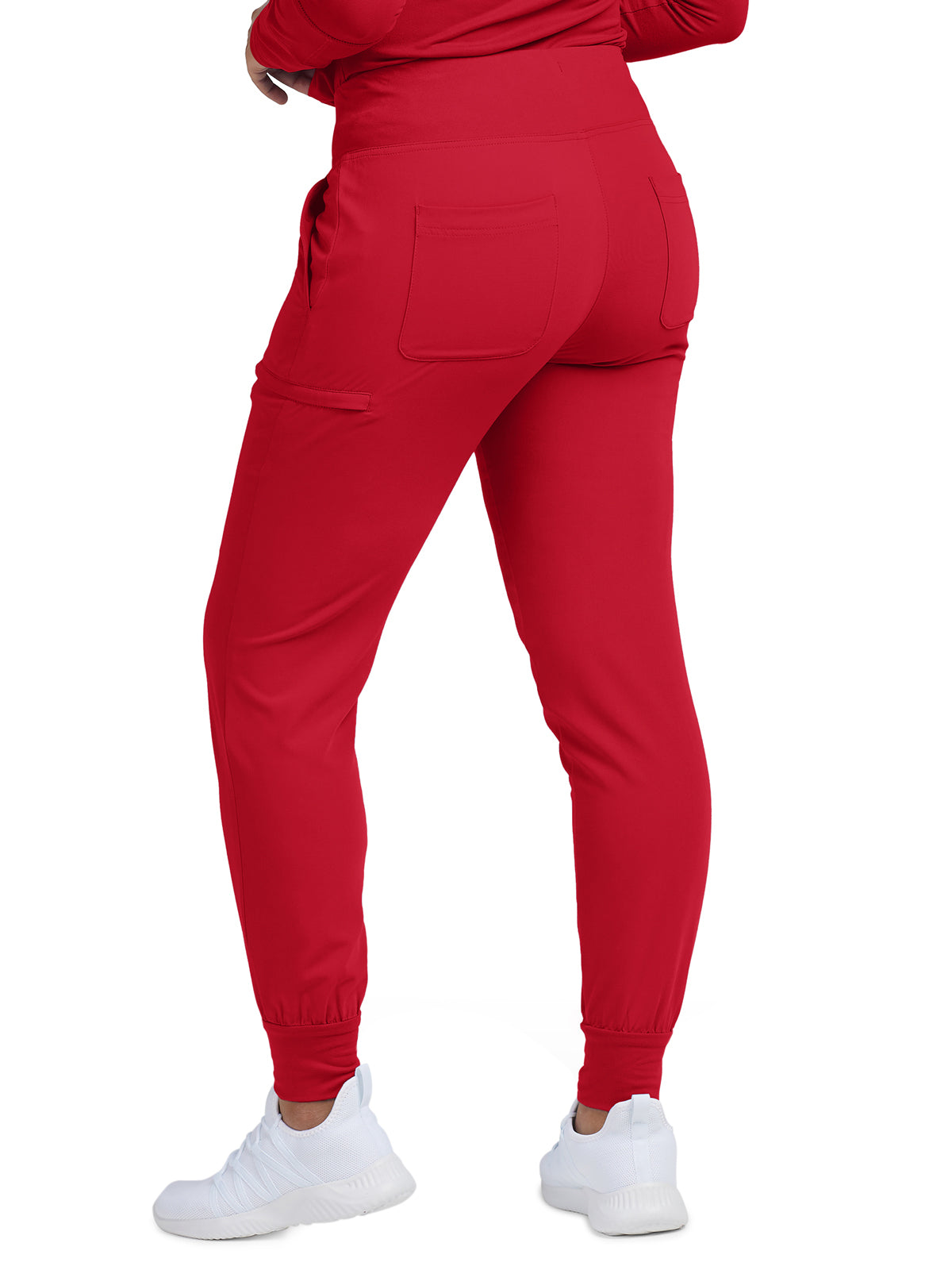 Women's 6-Pocket High-Rise Knit Elastic Waist Jogger Scrub Pant - WB430 - Racing Red