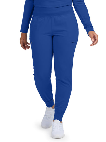 Women's 6-Pocket High-Rise Knit Elastic Waist Jogger Scrub Pant - WB430 - Royal