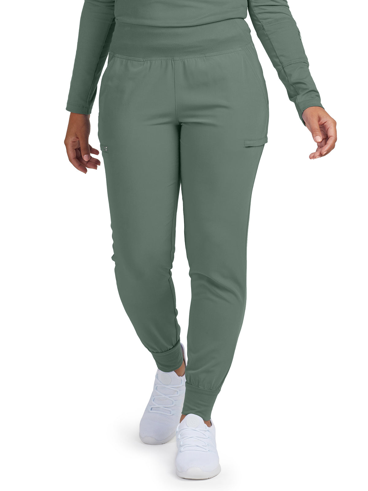 Women's 6-Pocket High-Rise Knit Elastic Waist Jogger Scrub Pant - WB430 - Sage Leaf