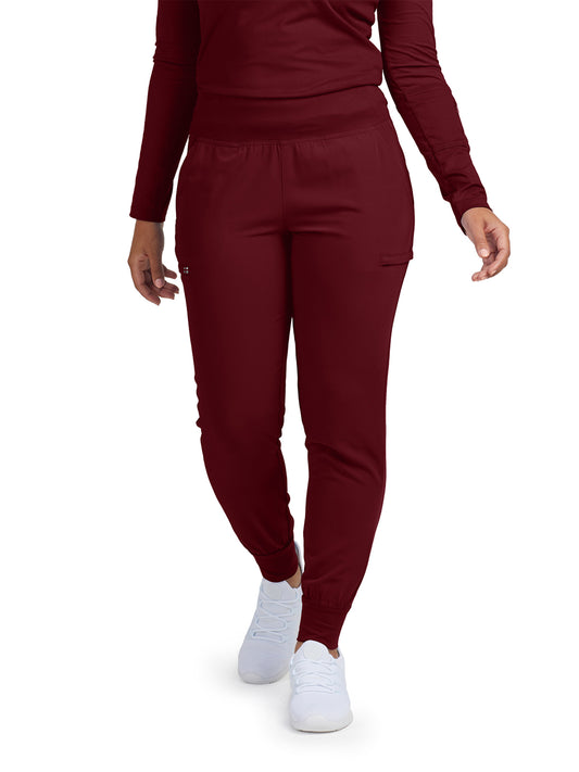 Women's 6-Pocket High-Rise Knit Elastic Waist Jogger Pant - WB430 - Wine