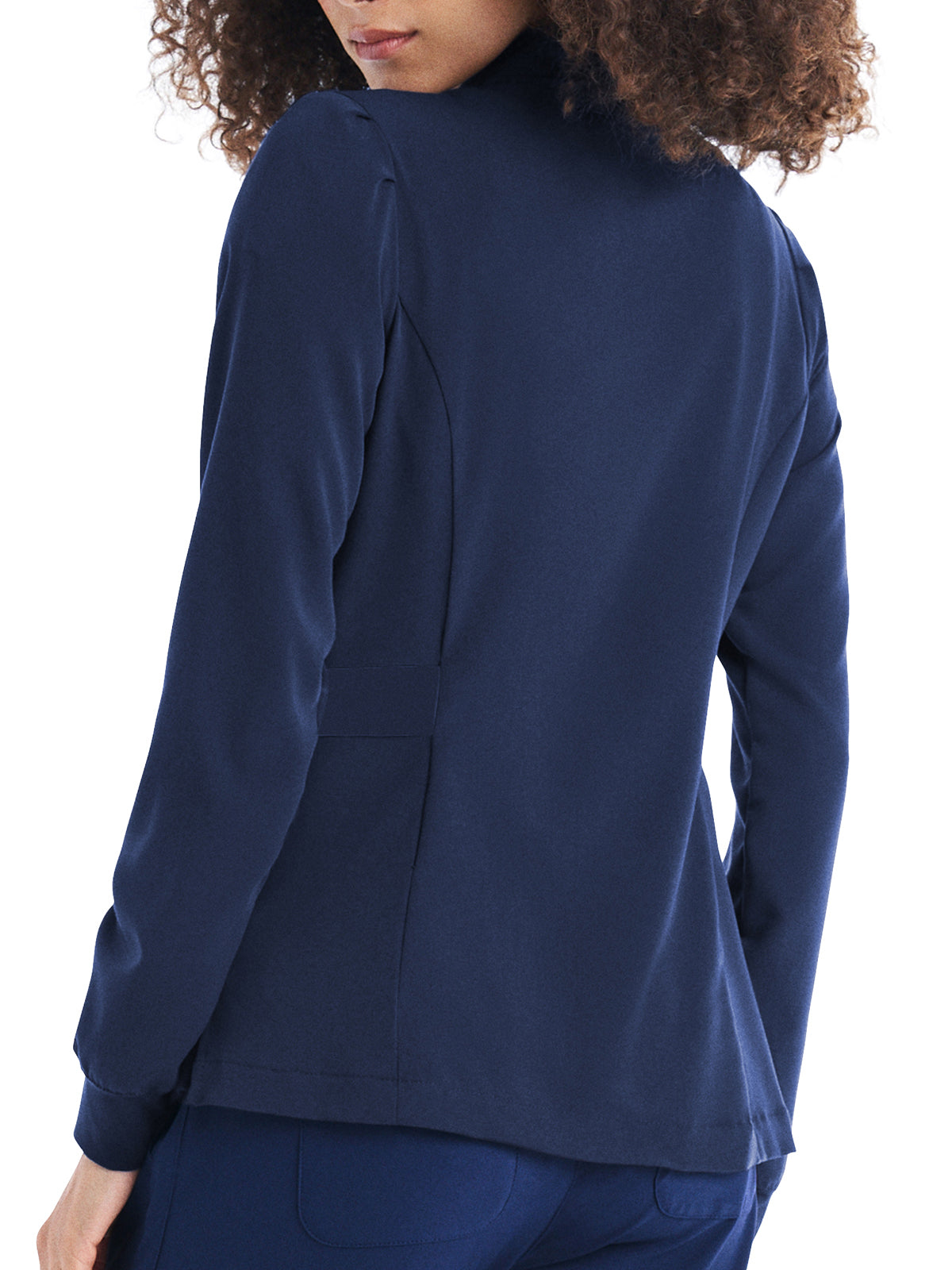 Women's 2-Pocket Mock Neck Zip-Front Scrub Jacket - WJ704 - Navy