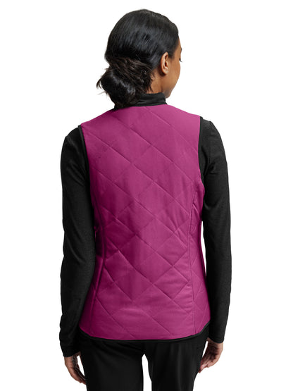 Women's Puffer-Style Vest - WJ707 - Black/Electric Purple