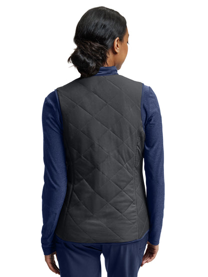 Women's Puffer-Style Vest - WJ707 - Navy/Pewter