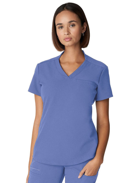 Women's 2-Pocket Wrinkle Resistant V-Neck Scrub Top - WT110 - Ceil Blue