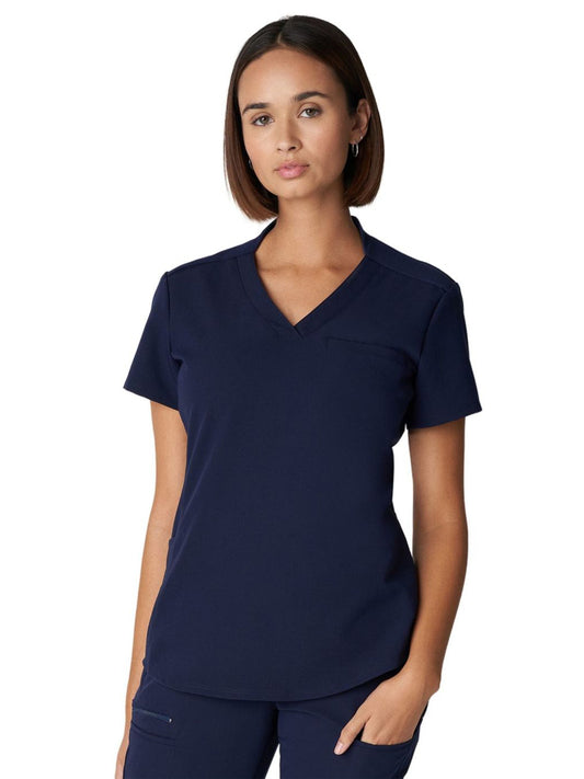 Women's 2-Pocket Wrinkle Resistant V-Neck Scrub Top - WT110 - Navy