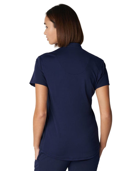 Women's 2-Pocket Wrinkle Resistant V-Neck Scrub Top - WT110 - Navy