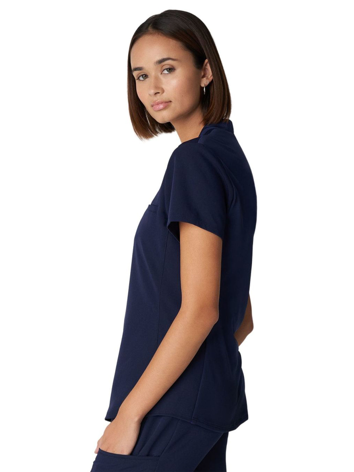 Women's 2-Pocket Wrinkle Resistant V-Neck Scrub Top - WT110 - Navy