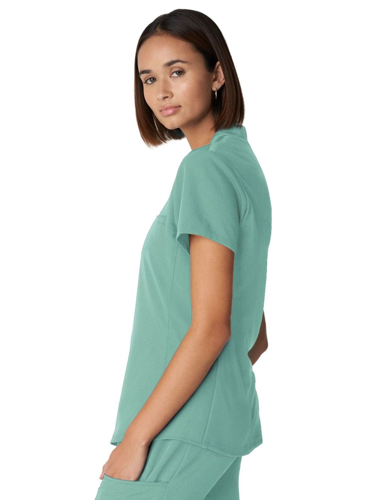 Women's 2-Pocket Wrinkle Resistant V-Neck Scrub Top - WT110 - Ocean Wave